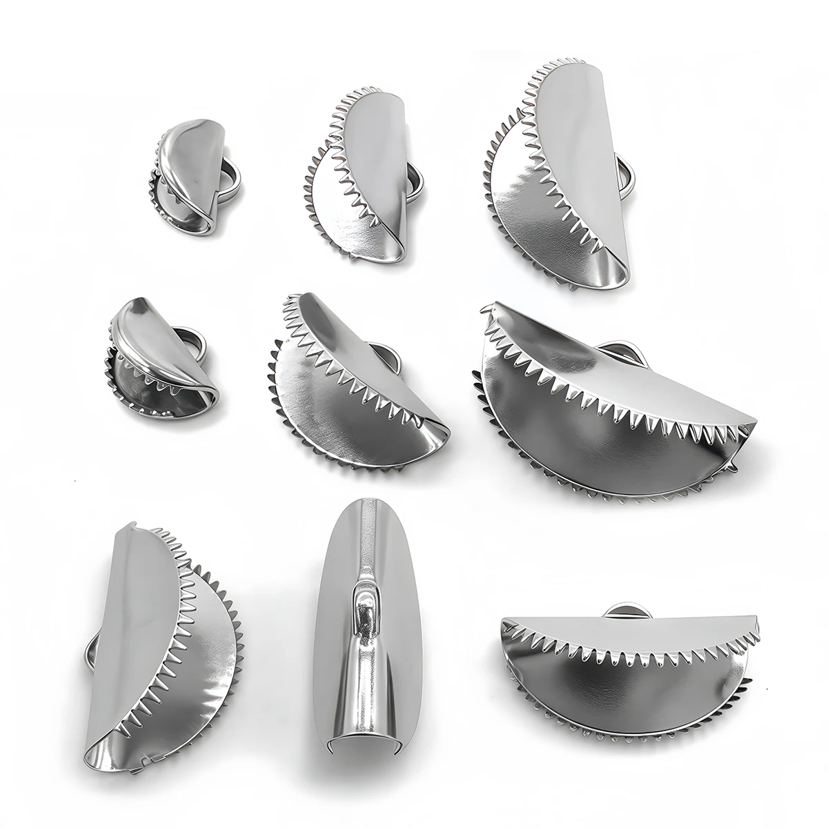 20–30 Stück 10/15/20 mm Edelstahl halbrund Cove Verschlüsse Kordelendkappen String Band Leder Clip Foldover Schmuckverbinder