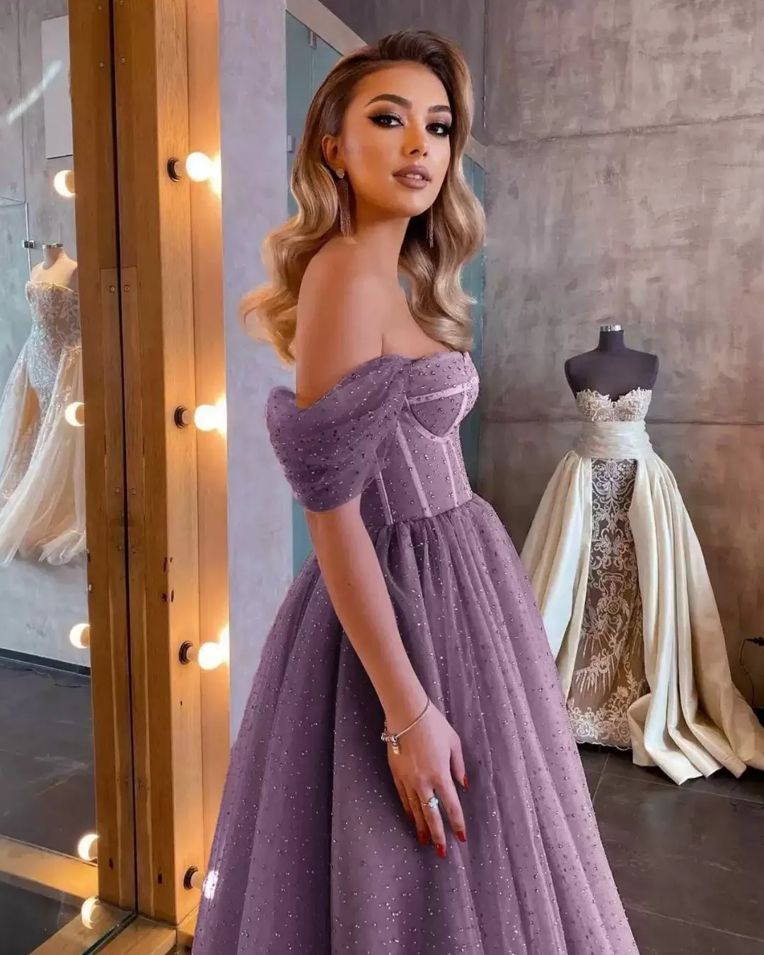 Stunning Light Purple Tea Length A Line Prom Dresses Custom Made Formal Party Grown 2025 Girl Wear