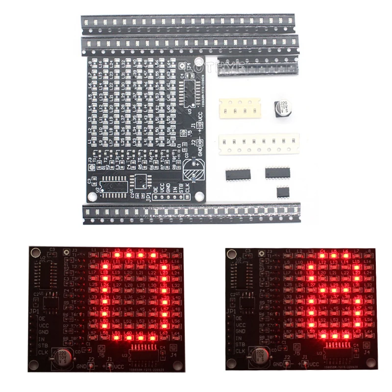 64 LED SMD Dot Matrix Schermo pubblicitario Kit di pratica di saldatura 0-9 Display digitale Divertimento kit elettronico fai da te Pratica di saldatura