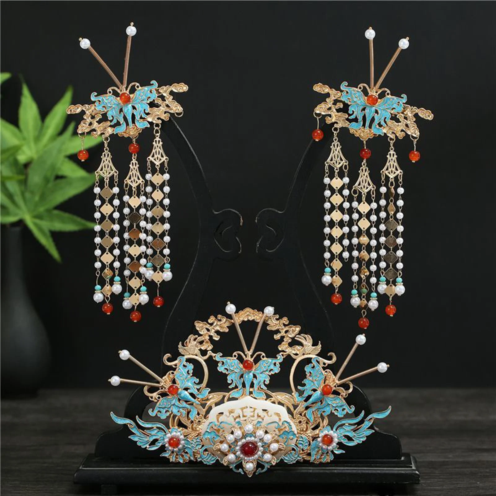 

Ancient Style Flower Hair Sticks Chinese Hanfu Hair Accessories Pearl Tassel Alloy Hairpins Alloy Headpiece Hair Jewelry
