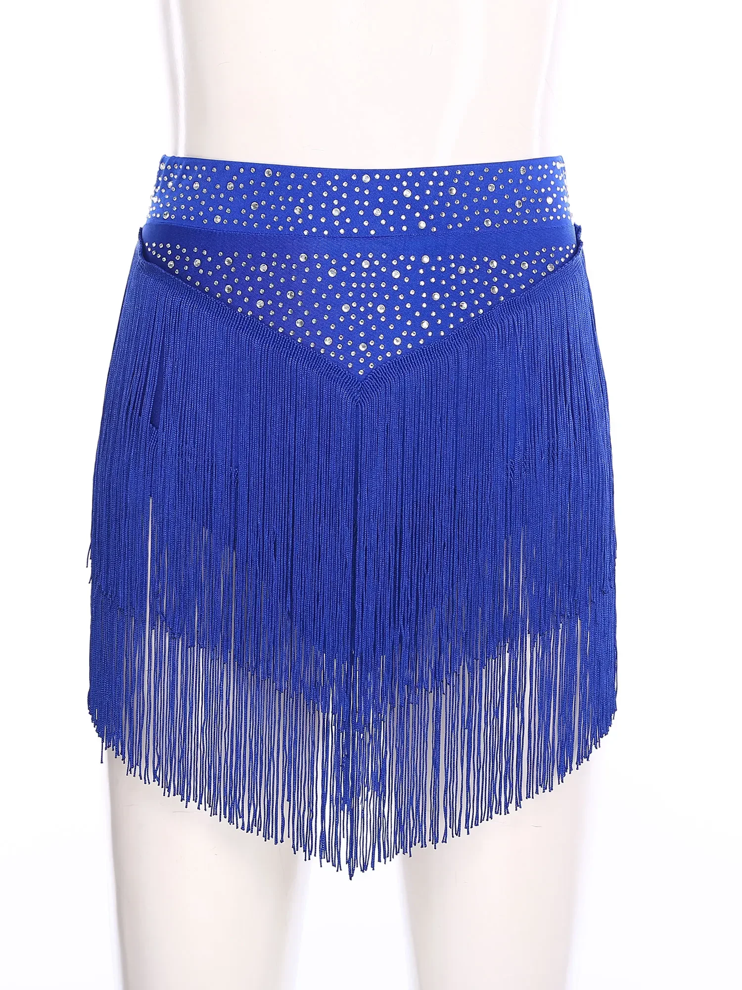 Mulheres franjas salsa latina dança do ventre traje brilhante strass em camadas borlas saia samba rumba cha-cha desempenho de dança do ventre