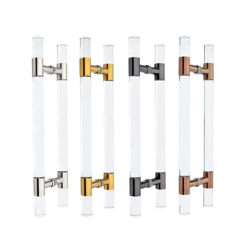 custom.price mirror plated transparent acrylic glass door pull handle