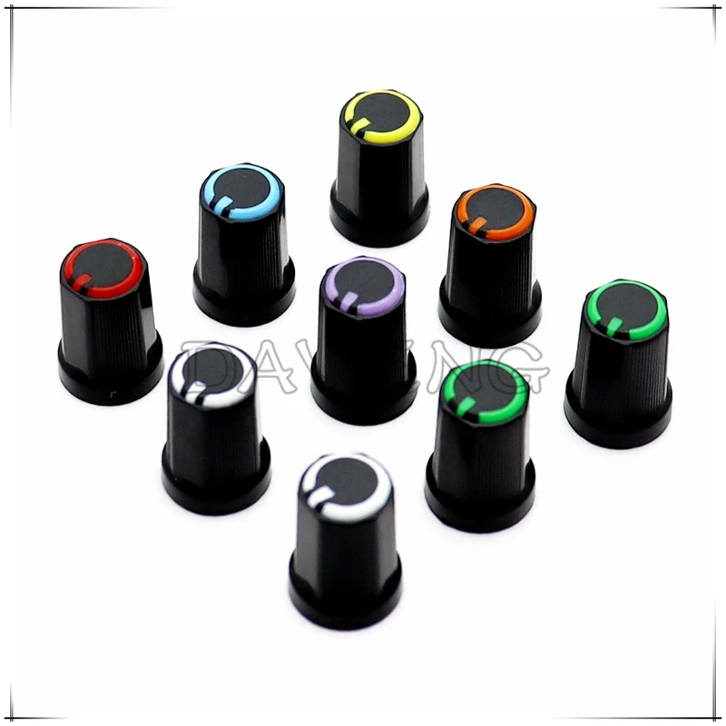 10PCS 12*16.5MM Plastic Double Color Knob Potentiometer Encoder Knob mixer Knob Cap 270° D-Shaped/Flower Shaped Inner Hole 6mm