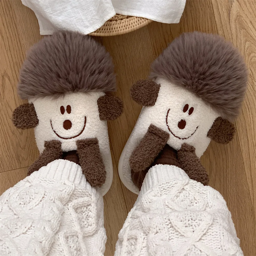 Fashion personality creative funny cotton slippers girl winter cute cartoon warm non-slip thick-soled plush home shoes