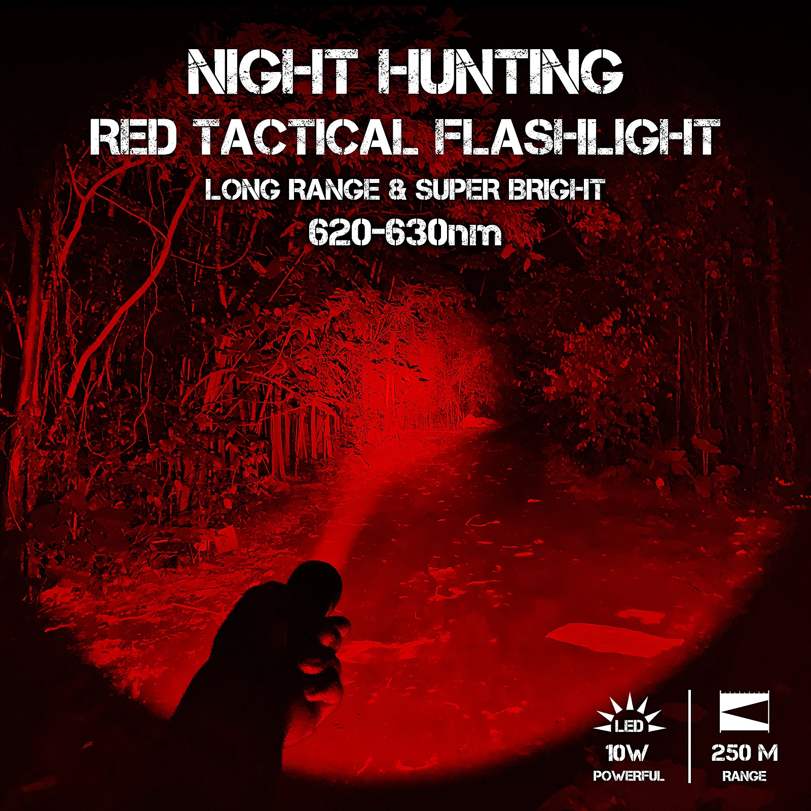 UltraFire WF-509R Red Hunting Flashlight Super Bright Red Predator Handheld LED Torch Light 18650 Hog Tactical Night Scout Light