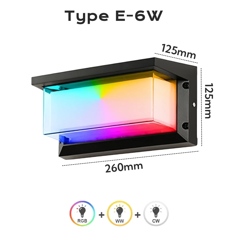 khelse RGBCW Tuya LED Outdoor Wall Light Black 5