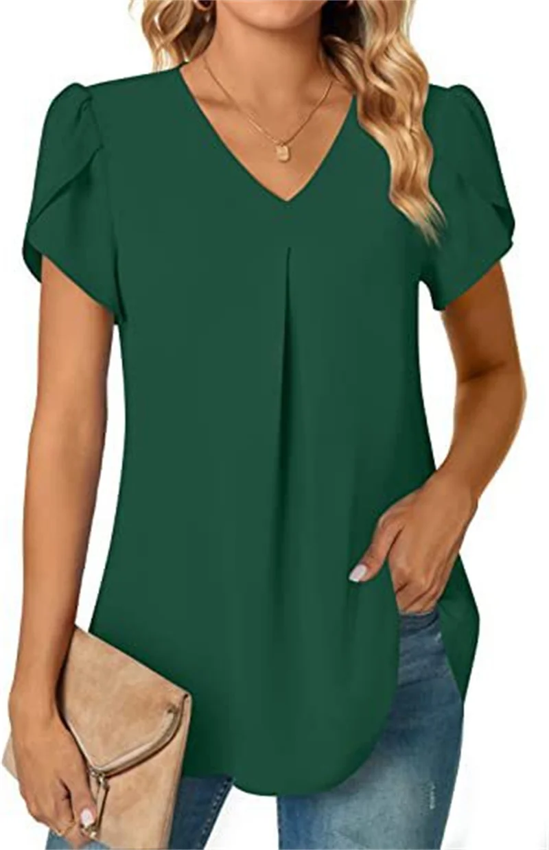 Women V Neck Splice Lace Decoration Pullover Shirt Elegant Botanical Flowers Prints Female Blouse Summer Casual Short Sleeve Top
