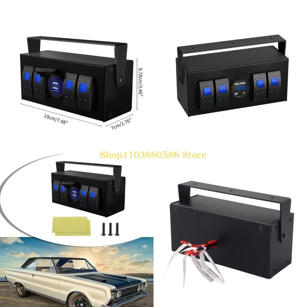

242A Морская лодочная панель 4 банд -рокеры коробка выключателей с выключателями Quick Double USB Chargers Voltmeter