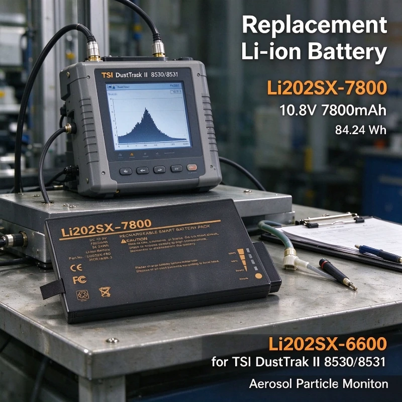 Replacement Li-ion Battery Li202SX-7800 10.8V 7800mAh 84.24 WhLi202SX-6600 for TSI DustTrak II 8530 8531 Aerosol ParticleMonitor