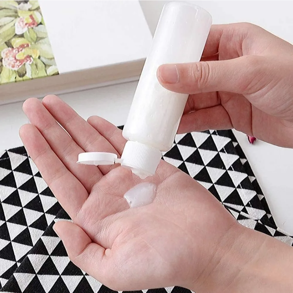 50pcs 5-100ml Plastic Empty Bottles with Flip Cap Refillable Travel Leak Proof Containers for Shampoo Liquid Body Soap Lotion