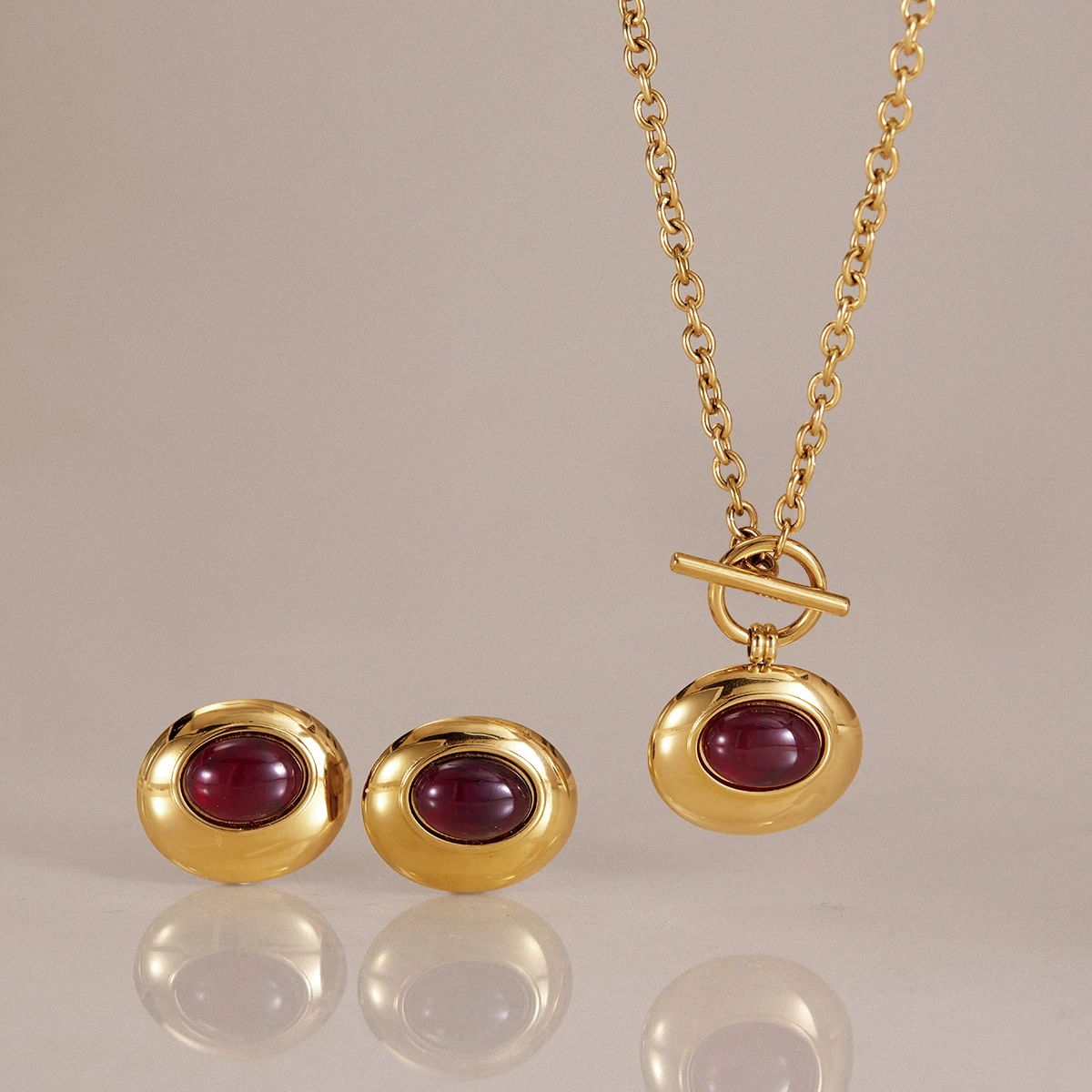 Yori Stainless Steel Red Resin Pendant Necklace For Women Delicate Chic Collar Jewelry Accessories Bijoux Gift