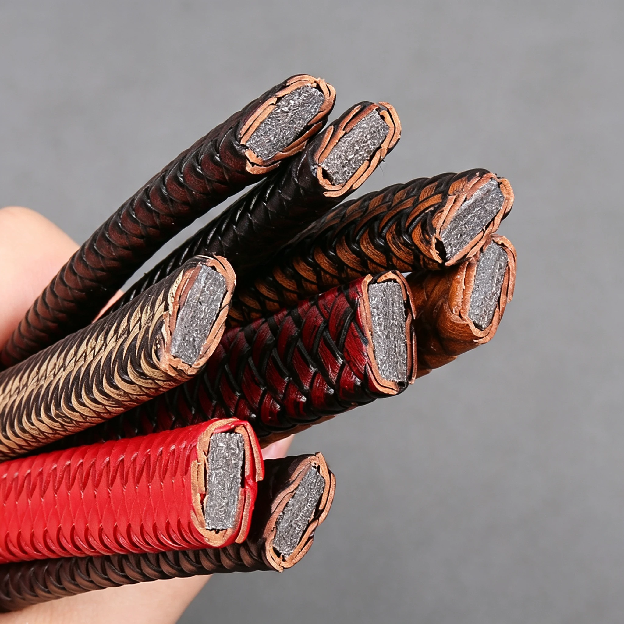 1m Echtes Rindsleder Geflochtenes Kordel Flaches Geflochtenes Lederband DIY Schmuckherstellung Armband Halskette Taschengriff Bastel-Lederseil – Detail 4
