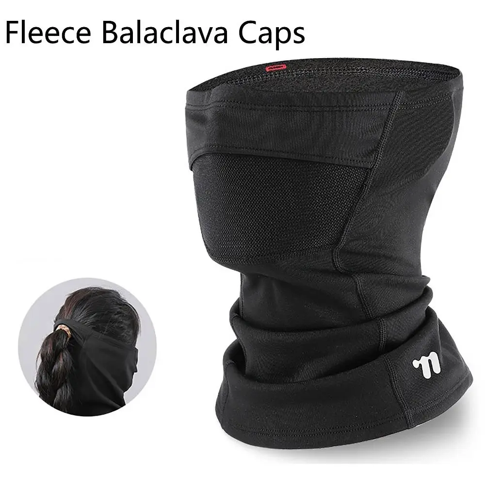 Half Face Fleece Balaclava Caps Fleecing Windproof Thermal Cycling Mask Ponytail Hole Design Warm Scarf