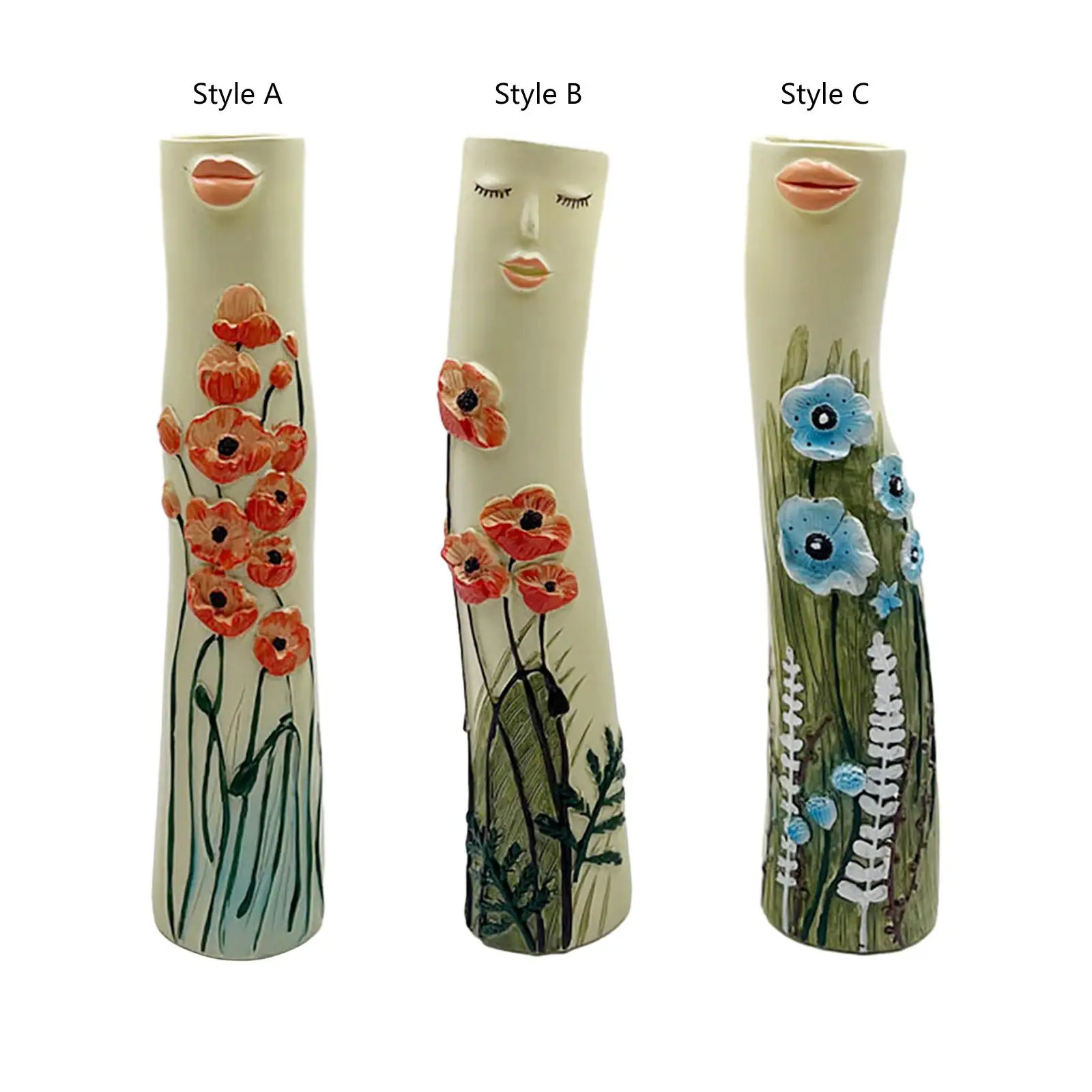 Boho Resin Vase Decorative Creative Character Vase for Table Office