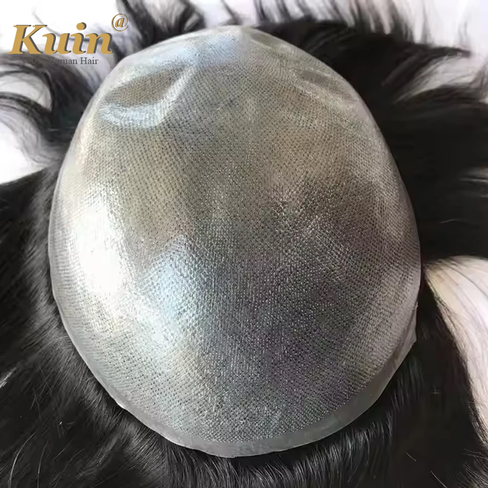 سوبر رقيقة الجلد شعر الإنسان هيربيسي عقدة مزدوجة قوية بو استبدال نظام الشعرية الاصطناعية شعر الإنسان الرجال شعر مستعار الذكور #6