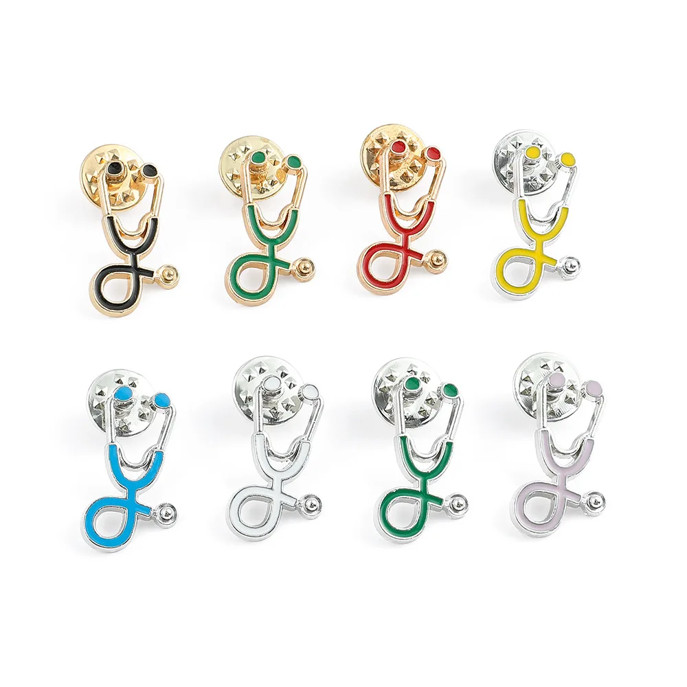 

1 set Cross border popular stethoscope brooch European American medical series accessories badges clothing backpack accessories