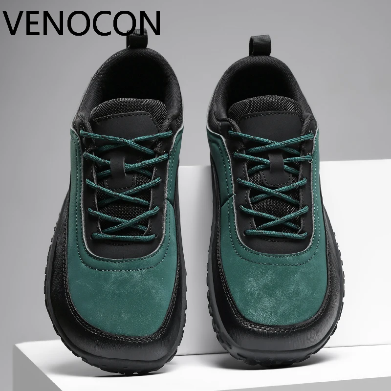 VENOCON Barefoot Minimalist Extra Ball Wide Nose Toe Box Fabric Leather Upper Light Hiking Trail Shoes Sneaker For Man Men Women