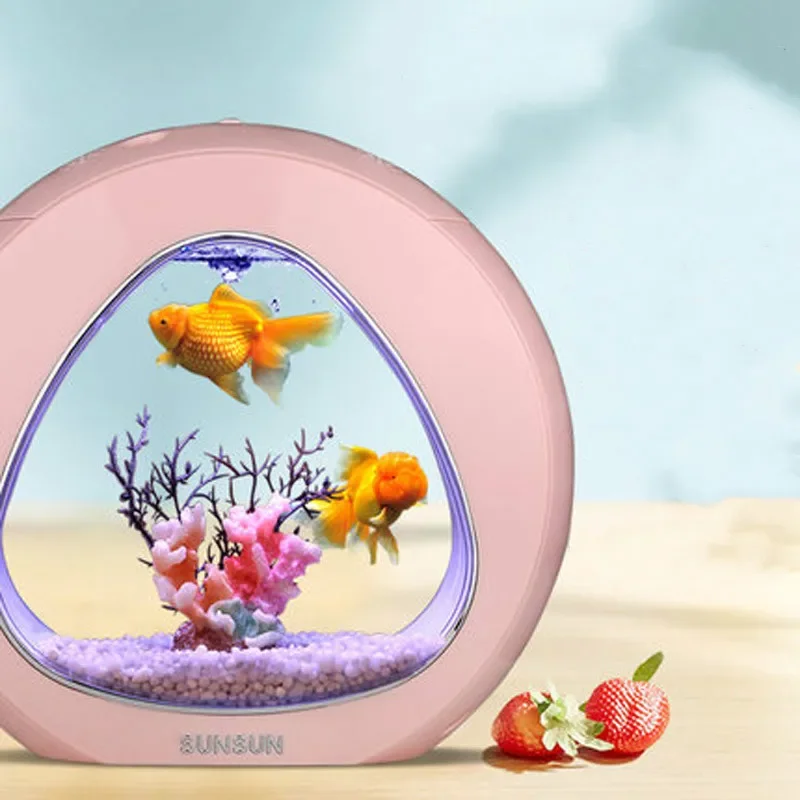 

1 шт. офисный аквариум мини-креативный просмотр настольный акриловый экологический аквариум с золотой рыбкой