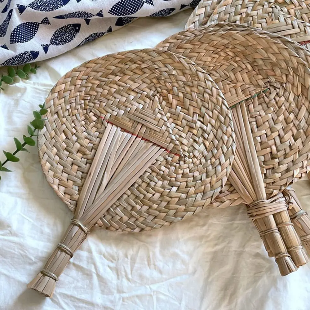 Summer Cooling Fan Handheld Fan Chinese Style Hand-woven Palm Hand Fan Mosquito Repellent Cattail Home Wall Decor Cooling Supply