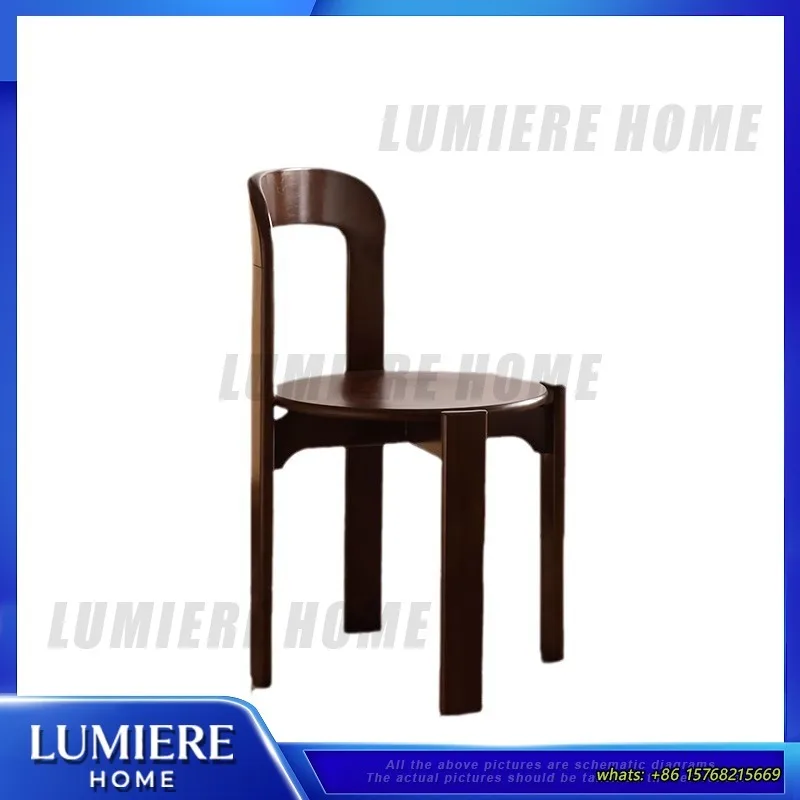 Vintage Style Stackable Dining Chair for Cafe Restaurant Home Use Solid Wood Retro Chinese Design Furniture