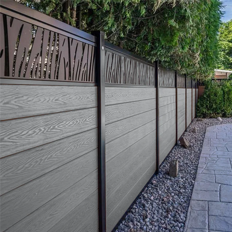 Popular Wood Plastic Composite Garden Fence Panel Aluminum Post Outdoor Decoration Privacy Slat Wall WPC Fence