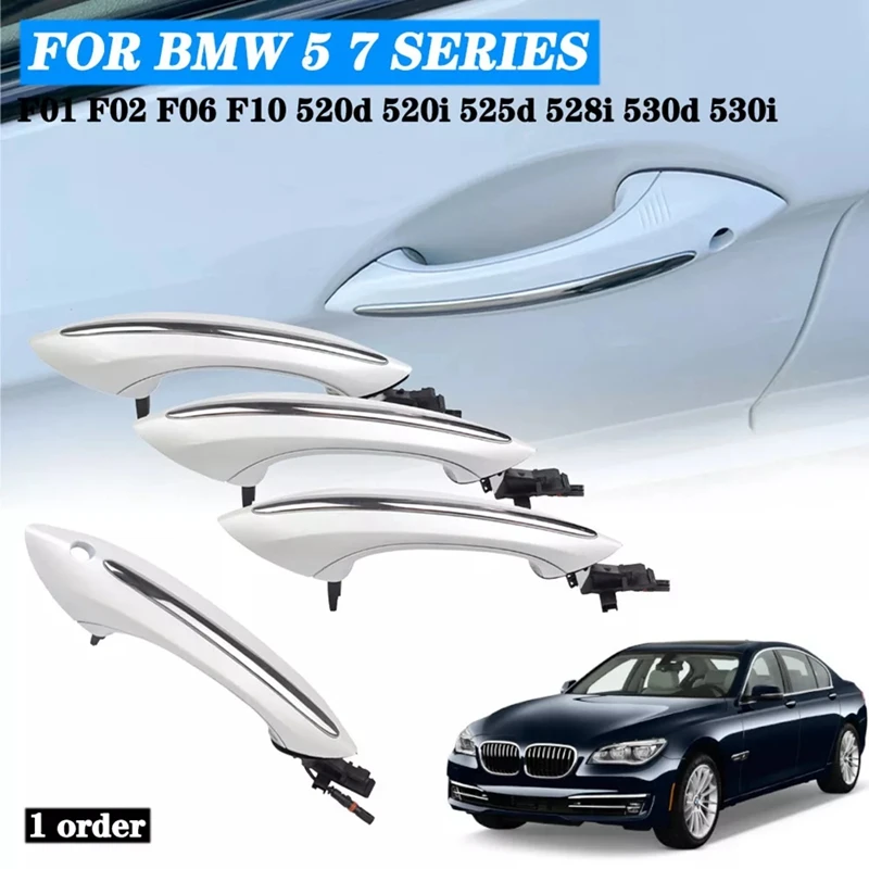 4PC Outer Door Handle With Light Comfort Access 51217231931 For BMW 5 6 7Series F07 F10 F11 LHD 51217231933 51217231934