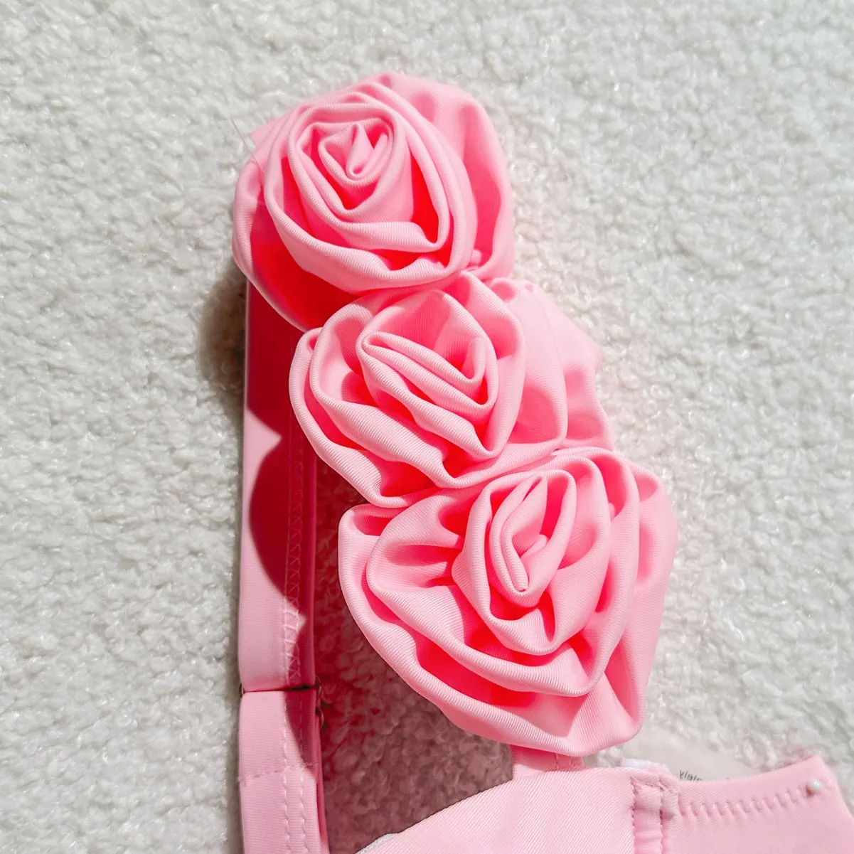 New European and American Sexy Solid Color Flowers Steel Support Gathering Women's Ins Bikini