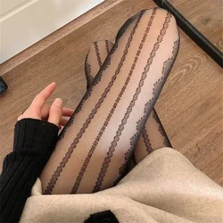 Vintage Sexy Black Vertical Stripes Pattern Stretchy Tights Pantyhose Women's Stockings Gothic Clothes Sexy Women's Underwear