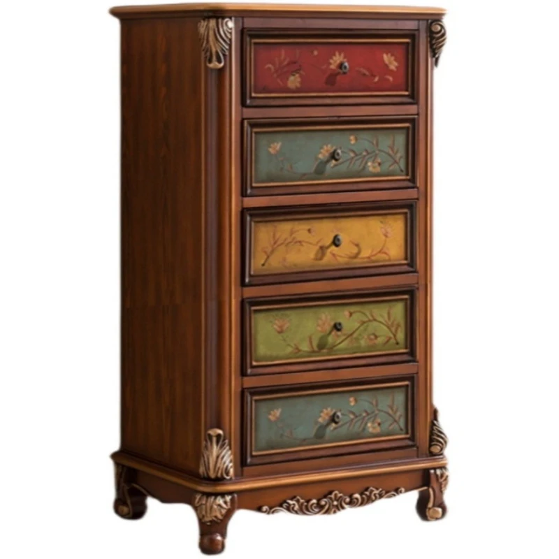 

Solid wood high four or five chest cabinets Chef painted storage and sorting large drawer cabinets