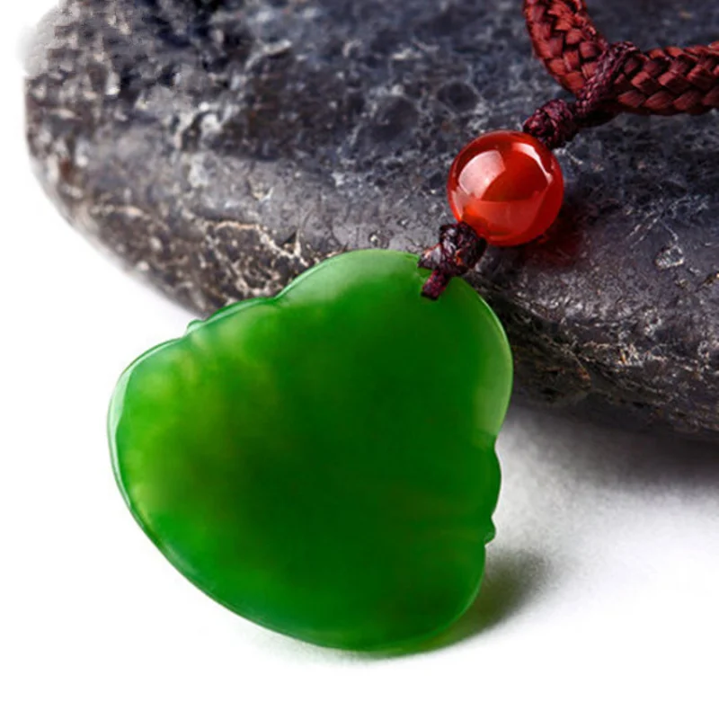 Xinjiang Green Men's and Women's Hetian Jade Smiling Maitreya Buddha Pendant Neckl