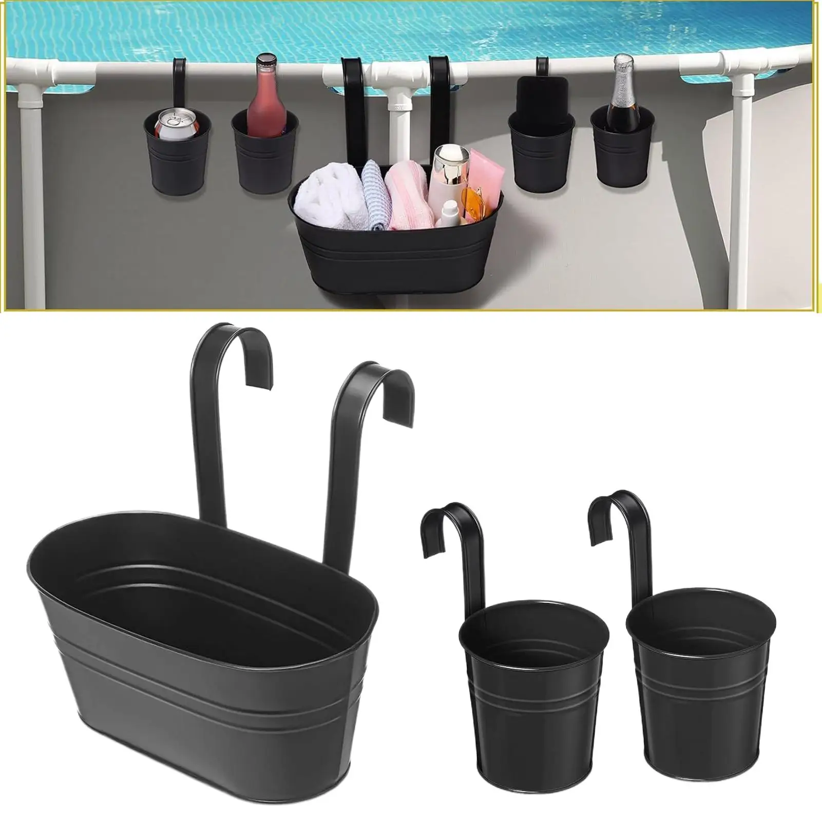 Outdoor Railing Planter Outdoor Balcony Railing Planter Hangable Houseplant Pots Metal Flower Boxes For Outside Fence Backyard