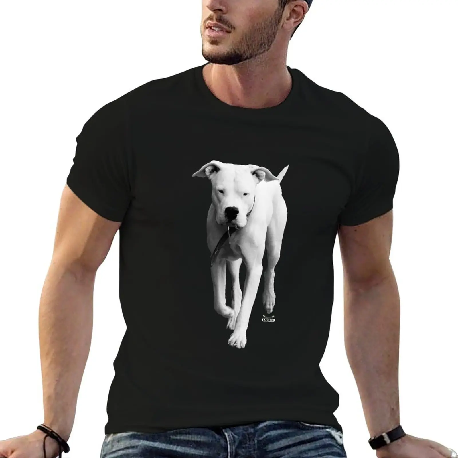 Camiseta con fotografía de arte suizo Dogo Argentino, camisetas gráficas para hombre, paquete de camisetas blancas