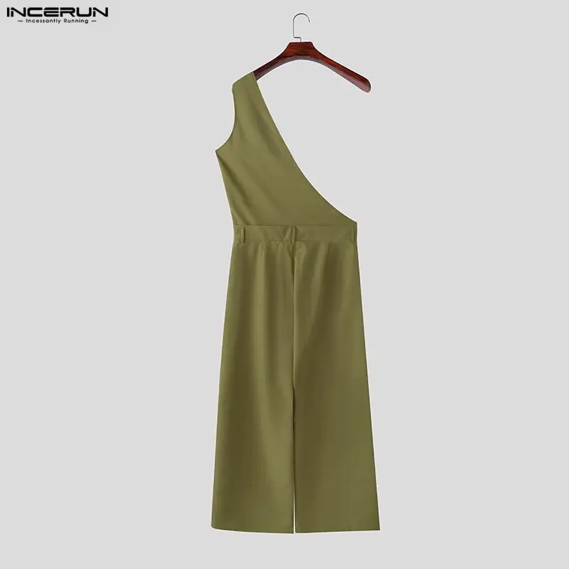 INCERUN Men's Jumpsuits Pants Solid Color Loose Sleeveless Irregular Rompers For Man Streetwear 2026 Fashion Casual Man Overalls view 5