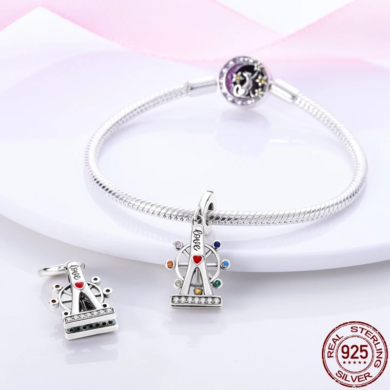 100% Genuine S925 Sterling Silver Around The World Series Pendant Fit Pandora Bracelet DIY Beads Fashion For Women Jewelry Gift