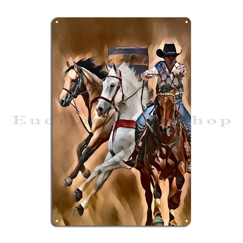 Barrel Racing Horse Riding Metal Plaque Poster Home Designer Cinema Create Mural Tin Sign Poster