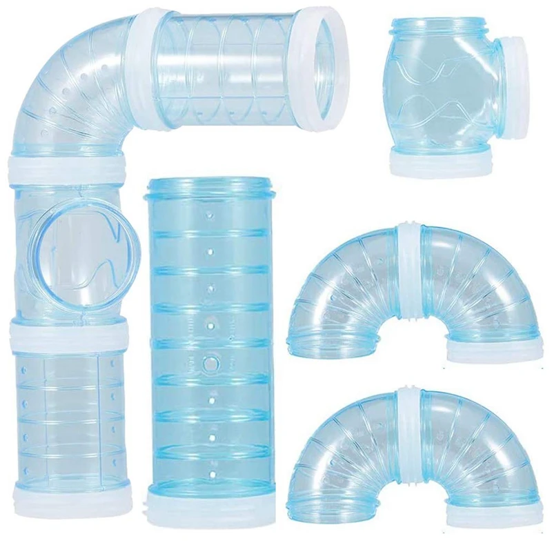 Hamster Tubes, Adventure External Pipe Set Hamster Cage Toys To Expand Space DIY Creative Connection Tunnel Blue