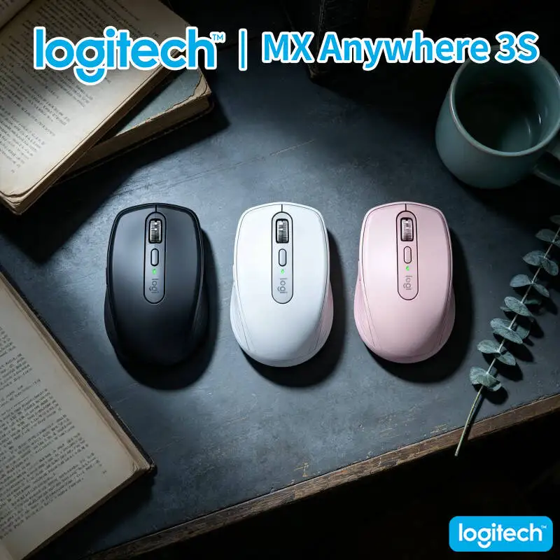 Logitech MX Anywhere 3S Ergonomic Mouse - 8K DPI, MagSpeed Scroll, Silent Click, 3-Device Bluetooth for Market Travel