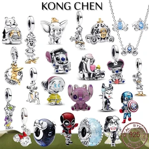 1000%925Silver Sterling DIY 보석 상원 팔찌 팔찌 선장 도널드 오리 트윈클 귀여운 디즈니 구슬 밴 스터드 이어링 선물 10 최고의 판매 Donald Duck Earrings -№6