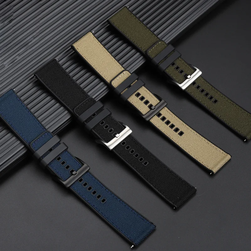 24mm nylon rubber strap for Casio PROTREK series PRG-600 650 prg600 prg650 PRW6600 watch band bracelet prw-6600Y canvas strap