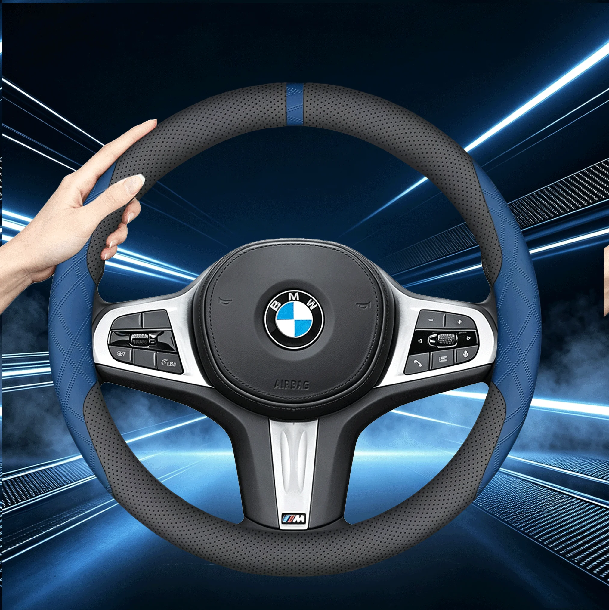 for BMW F30 F40 G80 F36 F10 F48 F39 G01 G02 G45 G05 G06 G07 Punched Nappa leather luxury sports steering wheel cover Car Styling