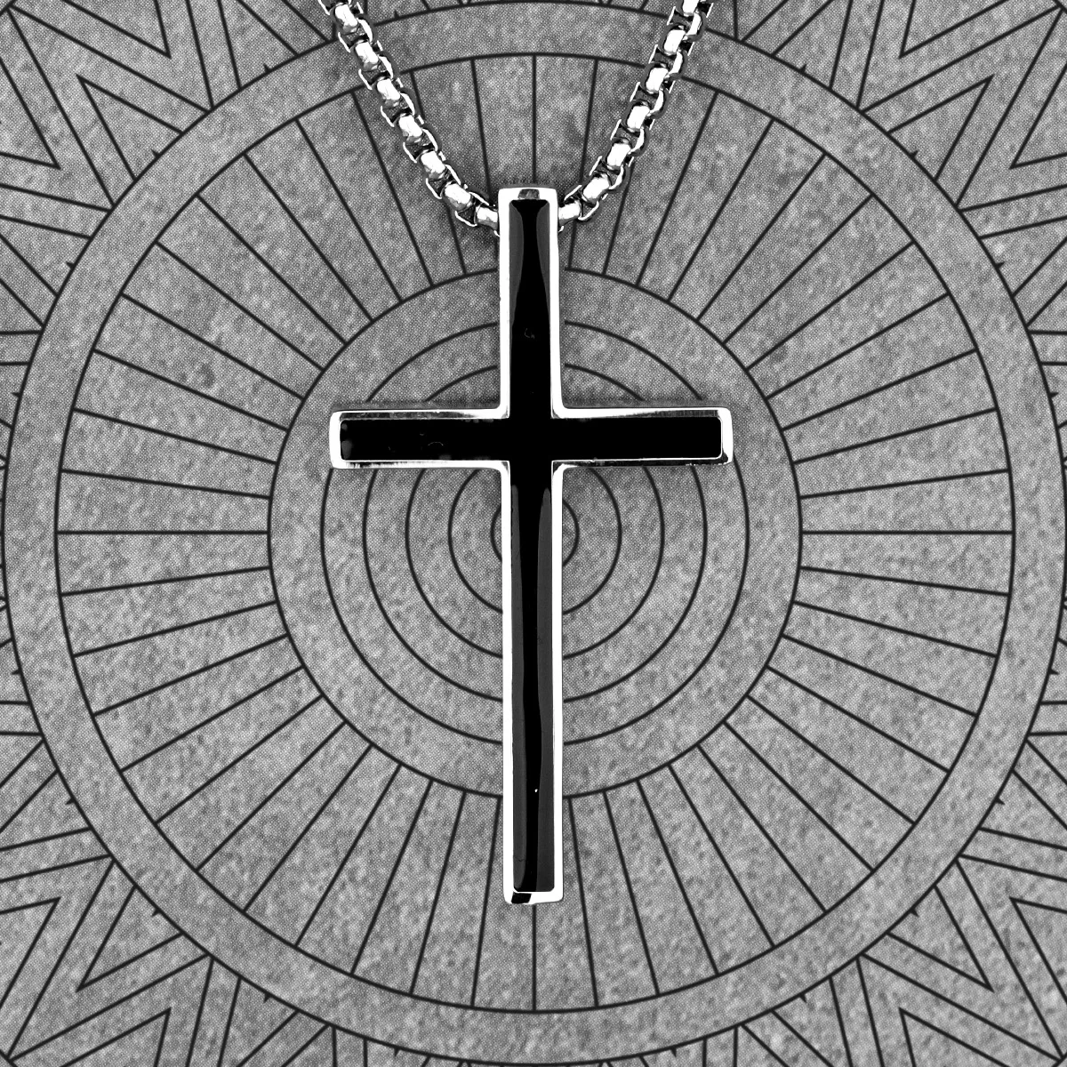 Simple Black Cross Long Men Necklace Pendants Chain Punk for Boyfriend Male Stainless Steel Jewelry Creativity Gift Wholesale