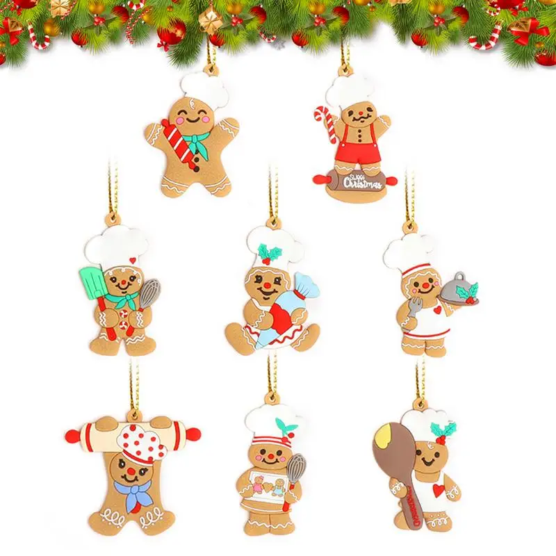 Christmas Gingerbread Man Decorations Gingerbread Themed Decoration Cartoon Gingerbread Man Hunging Pendant For Patio Yard Home