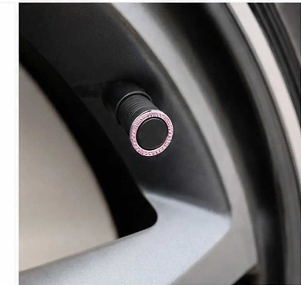 6Pcs Car Stem Caps Rhinestone Tire Dust Caps ABS Plastic with Polymer Clay Coating Anti Rust Rotating Thread Easy Install Silver