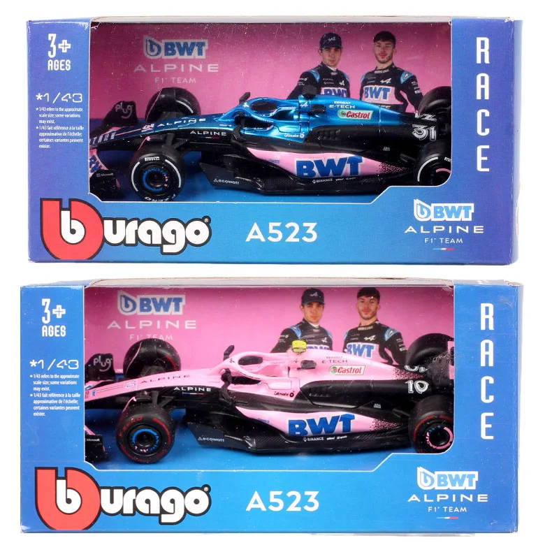 

BBurago 1/43 Scale 2023 Alpine A523 Renault #31 Esteban Ocon Bahrain GP #10 Pierre Gasly Formula Racing Car Model Toy Vehicle