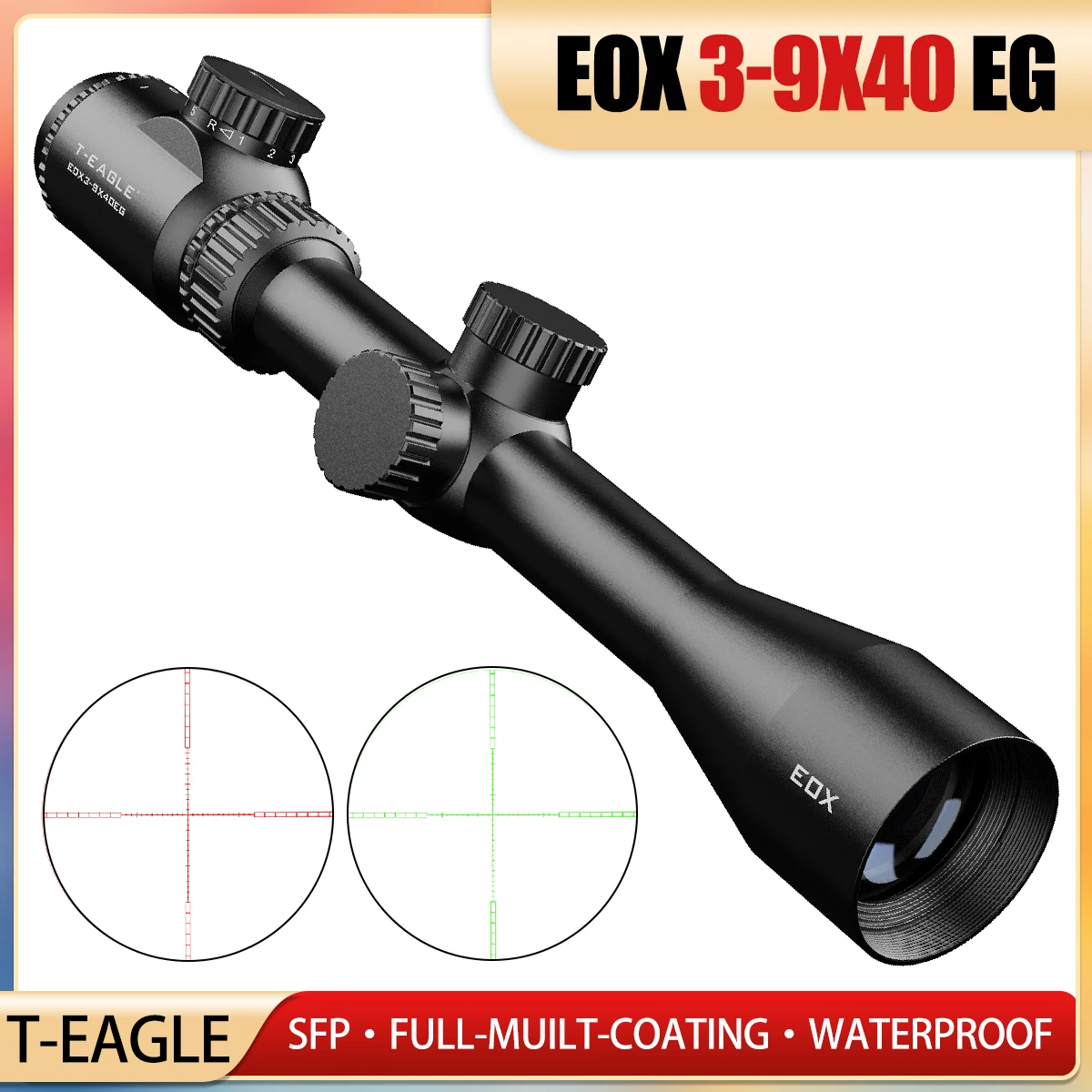 

3-9x40EG Tactical Riflescope Optical Outdoor Hunting Scope Airsoft Red Green Illuminated Rifle Scopes with 11mm/20mm Mount