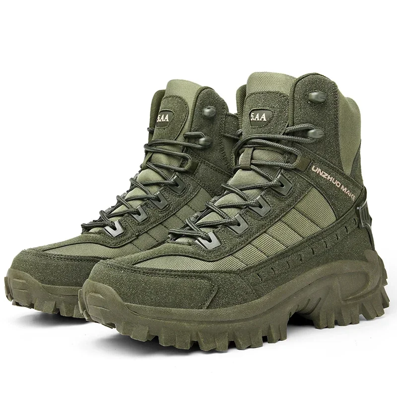 

2023 Men Tactical Boots Waterproof Leather Boots Desert Safty Work Shoes Combat Ankle Boots Men Shoes