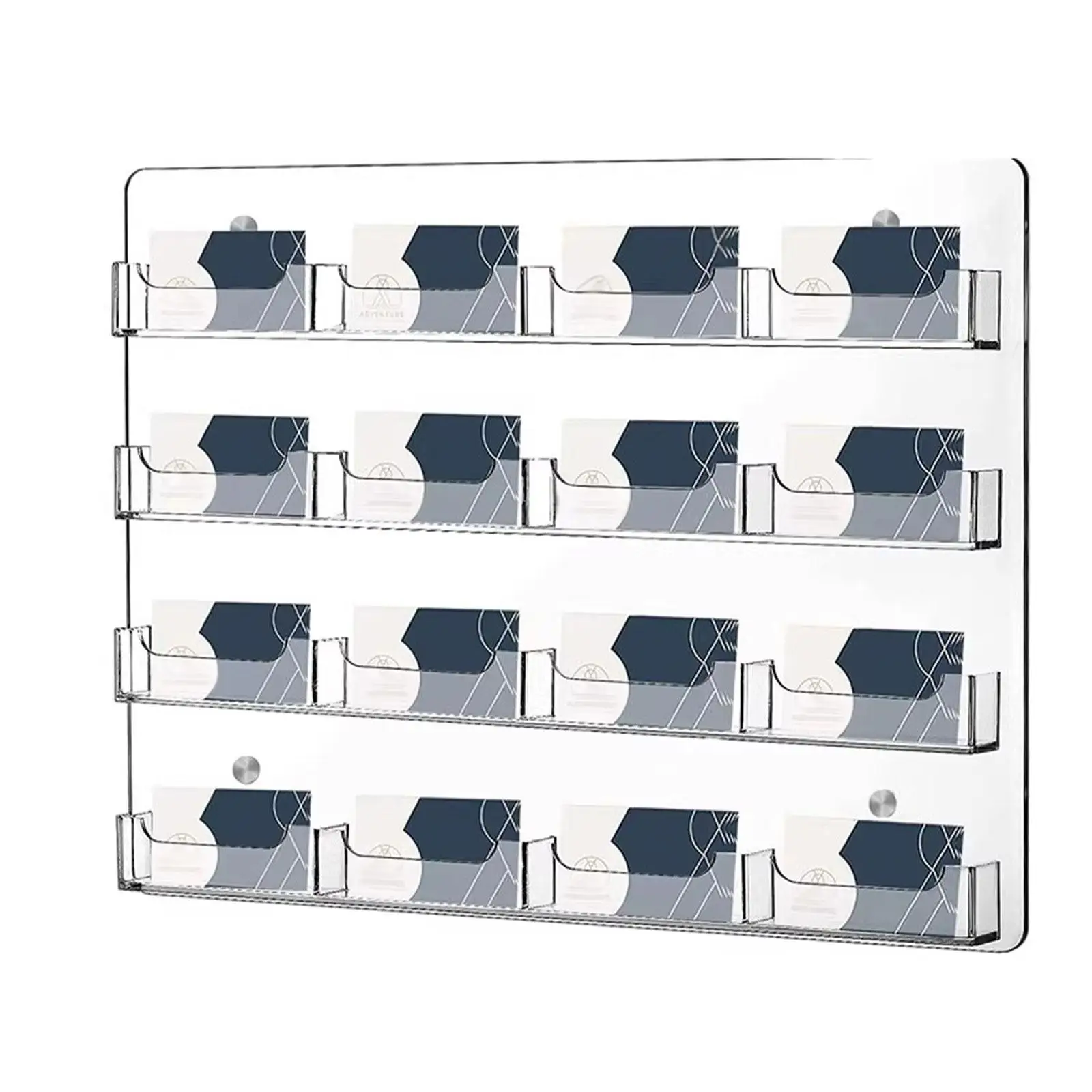 حامل بطاقة عمل أكريليك أفقي مسبق الحفر بطاقة تخزين ملصق عرض موقف معلق تنظيم حامل التسويق #3