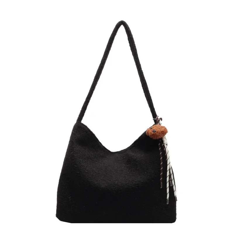 Bolso tipo cubo de hombro de felpa de gran capacidad, bolso versátil de otoño e invierno, bolso de mujer de gran capacidad a la moda