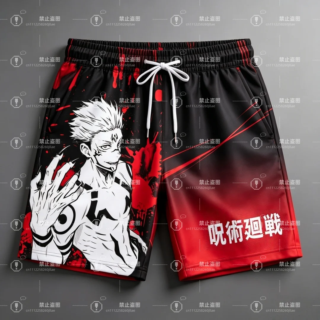 2026 Jujutsu Kaisen Ryomen Sukuna 3D-Druck Herren-Shorts Sommer Schnelltrocknende Boardshorts Anime Freizeit-Sporthose Unisex Kinder