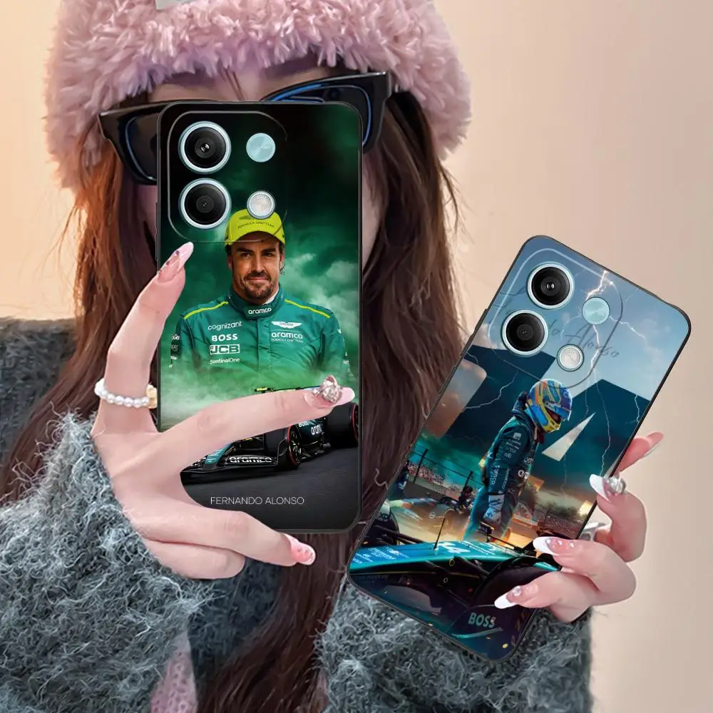 Fernando A-Alonso Phone Case for Xiaomi Redmi Note 14 13 12 11 10 9 S A Pro Plus Lite 5G Black Smartphone Luxury Pretty #2